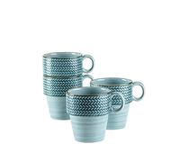 MÄSER Prospero Lot de 4 tasses à café de qualité gastronomique, peintes à la main, idéales également comme tasses à cappuccino, style vintage moderne, bleu