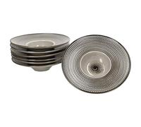 Mäser Prospero Lot de 6 assiettes à pâtes I Ø 26 cm, 180 ml I Assiettes en porcelaine marron avec relief pour 6 personnes I Assiettes creuses pour soupe, salade, etc. I Assiette à pâtes avec large