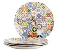 MÄSER Série Amarante, lot de 4 grandes assiettes de présentation rondes avec décor spécial carrelage, idéales également comme assiettes à pizza, assiettes de service et assiettes décoratives, 4