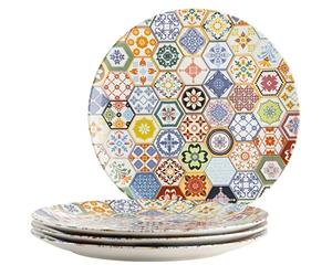 MÄSER Série Amarante, lot de 4 grandes assiettes de présentation rondes avec décor spécial carrelage, idéales également comme assiettes à pizza, assiettes de service et assiettes décoratives, 4