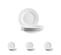 MÄSER Série Arlona - Assiettes à dessert pour 6 personnes - En porcelaine de qualité supérieure - Petites assiettes en céramique - Intemporelles - Élégantes - Porcelaine blanche (Lot de 4)