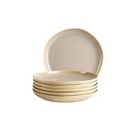 MÄSER Série Cordelia Lot d'assiettes à dessert pour 6 personnes en grès de qualité supérieure, service de table 6 pièces, formes irrégulières ; grès, sable