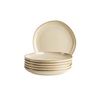 MÄSER Série Cordelia Lot d'assiettes à dessert pour 6 personnes en grès de qualité supérieure, service de table 6 pièces, formes irrégulières ; grès, sable