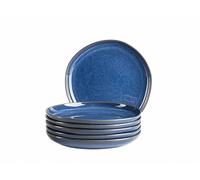 MÄSER Série Cordelia Lot de 6 assiettes à dessert pour 6 personnes en grès de qualité supérieure - Formes irrégulières - Grès - Bleu roi