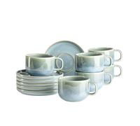 MÄSER Série Cordelia - Lot de tasses à café pour 6 personnes en grès de qualité supérieure - Service à café 12 pièces composé de 6 tasses et 6 soucoupes - Grès, sable