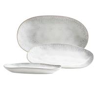 MÄSER Série Frozen Lot de 3 plateaux de service en céramique en 3 tailles, look vintage moderne, glaçage moucheté de couleur, grès, blanc, petit
