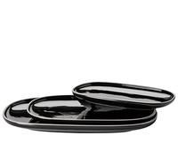 MÄSER Série Isora Ensemble de 3 assiettes de service modernes en céramique de qualité supérieure en grès, noir