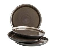 MÄSER Série Niara Lot de petites assiettes à dessert modernes pour 4 personnes au look vintage passionnant en céramique, grès, gris/noir