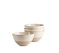 MÄSER Série Nottingham Lot de 4 bols à céréales avec jeu de lignes en filigrane et glaçure élégante, 4 bols en céramique au look vintage moderne, grès, beige