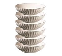 MÄSER Série OSITA, assiettes creuses, pour 6 personnes, en céramique de qualité supérieure, design rétro, en grès, blanc