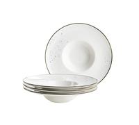 MÄSER Série Pintar - Lot de 4 assiettes gastronomiques de qualité supérieure - Diamètre : 26 cm - Bord large - Avec glaçage clair - Motif de taches bleues visuelles et bord fin au look vintage -