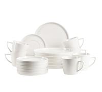 MÄSER, Série Sita, lot d'assiettes pour 6 personnes, vaisselle en porcelaine blanche, simple, élégante, en porcelaine, blanc