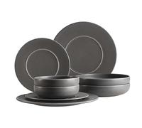 MÄSER Série Unico Service de table pour 2 personnes, intemporel, élégant, 8 pièces, en céramique, anthracite