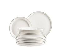MÄSER Service de table porcelaine 12 pièces blanc - 6 assiettes plates 26 cm & 6 creuses 21,5 cm