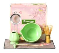 Maestri House Matcha Kit, 7 Pièces Matcha Set Ceremonie Japonais, Fouet à Matcha, Bol Matcha, Cuillère à thé, Support de Fouet à Matcha, Tamis,Coffret Matcha, Amateurs de Matcha Idéal Cadeau,Vert