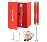 Maestri House Mousseur à Lait Rechargeable, Réglage de la Vitesse en Continu, Mousseur a Lait Café au Latte Premium électrique, Cappuccino au Chocolat Chaud Matcha (Rouge Père Noël)