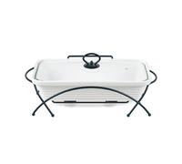 Maestro - chauffe-plat en céramique, rectangulaire, blanc, capacité 1,7 L, avec grille et couvercle avec poignée, MR-11362-73