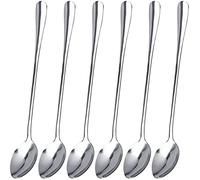 Maestro Craft Lot de 6 cuillères à latte à long manche en acier inoxydable - Cuillères à thé, café, gâteau, dessert, chocolat chaud, sundae, couverts de cuisine - Passe au lave-vaisselle - 19 cm