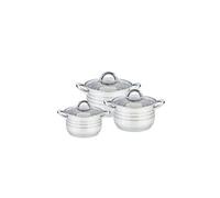Maestro, mr-3513-6l batterie de cuisine induction acier inoxydable 6 pcs 3 couvercles verre trempé, , argent Argent