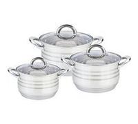 Maestro, mr-3513-6l batterie de cuisine induction acier inoxydable 6 pcs 3 couvercles verre trempé, , argent