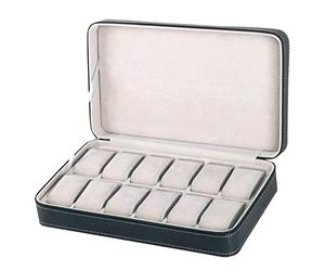 Maestrorelojero - Étui de luxe pour montres avec fermeture éclair pour 12 montres | Sécurité et ordre | Design plaque centrale | Portable pour hommes et femmes | Noir