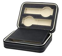 Maestrorelojero - Étui de Luxe pour Montres avec Fermeture éclair pour 4 Montres | Sécurité et Ordre avec 2 grilles | Design Plaque Centrale | Portable pour Hommes et Femmes | Noir