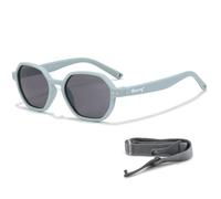 Maesy Lunettes de Soleil Enfant 1-3 Ans - Verres Polarisés UV400 Catégorie 3 - Monture Flexible avec Bandeau Ajustable - Design Hexagonal, Confortables et Sécurisées - Yana, Bleu clair