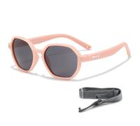 Maesy Lunettes de Soleil Enfant 1-3 Ans - Verres Polarisés UV400 Catégorie 3 - Monture Flexible avec Bandeau Ajustable - Design Hexagonal, Confortables et Sécurisées - Yana, Rose clair