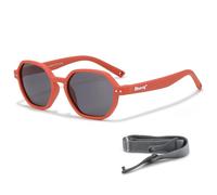 Maesy Lunettes de Soleil Enfant 1-3 Ans - Verres Polarisés UV400 Catégorie 3 - Monture Flexible avec Bandeau Ajustable - Design Hexagonal, Confortables et Sécurisées - Yana, Terracotta brique