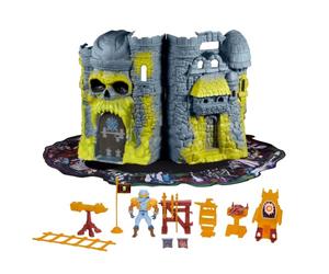 Maêtres de l'Univers Ensemble de jeu vintage Château des Ombres | Tapis d’exposition et figurine astronaute inclus, pont-levis avec mâchoires, accessoires et fonctions, JKH87