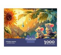 Mäuse im Blumenparadies 1000 Stück Premium Cardstock Puzzle Set Für Erwachsene Kinder süße Haustiere Unmöglich Schwer Schwierig Herausfordernd Beste Geschenkidee 52x38cm/1000pcs