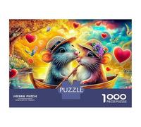 Mäuse im Boot 1000 Stück Premium Cardstock Jigsaw Puzzle Set Für Erwachsene Kinder, Herz Fantasie, Unmöglich Schwer Schwierig Herausfordernd Stress Bestes Geschenk 38x26cm/1000pcs