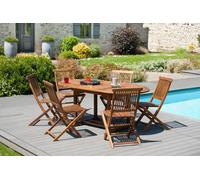 Maeva - table de jardin 4 à 6 pers. Ovale ext. 120 à 180cm bois teck huilé