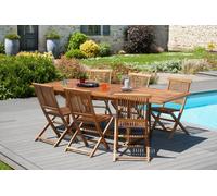 Maeva - table de jardin 4 à 6 pers. Rect. Ext. 120 à 180cm bois teck huilé