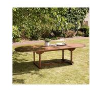 Maeva - table de jardin ovale en bois teck huilé double ext. 200 à 300cm