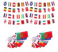 MAEXUS® Bannière de fanions pour Euro Football 【2 Pièces】14 x 21 cm Drapeaux de l'Euro 2024, 8 m 24 Countries Drapeau pour la décoration de l'Euro Drapeau de Football pour Jardin Bar