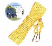 MAEXUS Corde à linge extra solide, 8 mm x 15 m, corde à linge en nylon, avec crochet en métal, mousqueton, indéchirable et résistante à la rouille, pour l'extérieur, le jardin, le camping