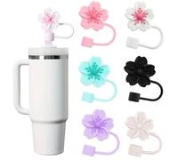 MAEXUS Couvercle de paille en silicone pour tasse Stanley, design en fleurs de cerisier, durable pour milkshakes de 100 ml et 70 ml