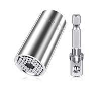 MAEXUS Ensemble de clés à douilles universelles à cliquet - Convient aux douilles standard Avec clé à cliquet multifonction - Adaptateur pour perceuse électrique - Unisexe - Pour la fête des pères