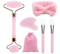 MAEXUS Kit de pierres de jade Gua Sha - Rouleau de massage du visage pour gonflement des yeux - Rouleau de soin de la peau - Rouleau de massage pour peau rayonnante
