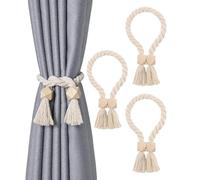 MAEXUS Lot de 4 embrasses de rideaux magnétiques en coton tissé à la main avec pompon - Embrasses de rideau pour décoration