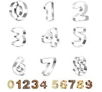 MAEXUS Lot de 9 emporte-pièces en forme de chiffres - En acier inoxydable - Forme numérique de 0 à 9 - Lavable et réutilisable - Pour la cuisson maison, les biscuits, les décorations de gâteaux