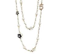 MaeyInsid Fashion Design Chic Long Collier de Perles Vintage Imitation Flower Number 5 Long Layered Necklace for Women