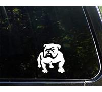 MAF Autocollant en vinyle pour ordinateur portable, fenêtre de voiture, décoration murale Motif bouledogue Blanc 10,2 cm