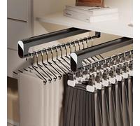MAFAGE Tringle À Vêtements Extensible pour Penderie, Porte Pantalon, Barre Telescopique, Double piste, Extraction en Douceur 1 Pièce (noir, 392 mm)