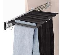 MAFAGE Tringle Vetement Extensible de Garde-Robe, Porte Cintre Coulissant pour 9 Pantalons, Flocage Antidérapant, Garde-Robe Peu Encombrant Rack de Rail, Longueur 46cm (Droite)