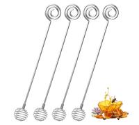 Mafagwre 4 Pièces Cuillères à Miel, Bâtonnets à Miel en Acier Inoxydable, Bâtonnets Réutilisables pour Café, Yaourt, Cocktails, Thé et Boissons avec Design