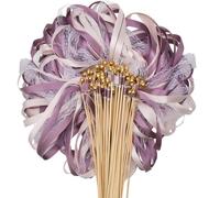 Mafagwre 50 Pcs Baguette Ruban Mariage, Bâtons De Ruban De De Serpentin Souhaitent Baguettes, Réutilisable Bâton Serpentins Baguette De Souhait Pour Anniversaire Fête (C)