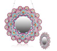 Mafagwre 5d DIY Diamond Painting Miroir, Mandala Peinture Au Diamant Miroirs De Maquillage, Suspension Peinture Diamant Miroir, Diamond Painting Miroir Mural pour Filles Femmes Cadeaux (A)