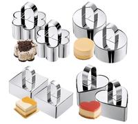 Mafagwre 8pcs 8 Cm Emporte Piece Rond avec Poussoir, Emporte Piece Rond, Acier Inoxydable Emporte-Pièces avec Couvercle, Cercles De Présentation, Moules À Mousse (A)